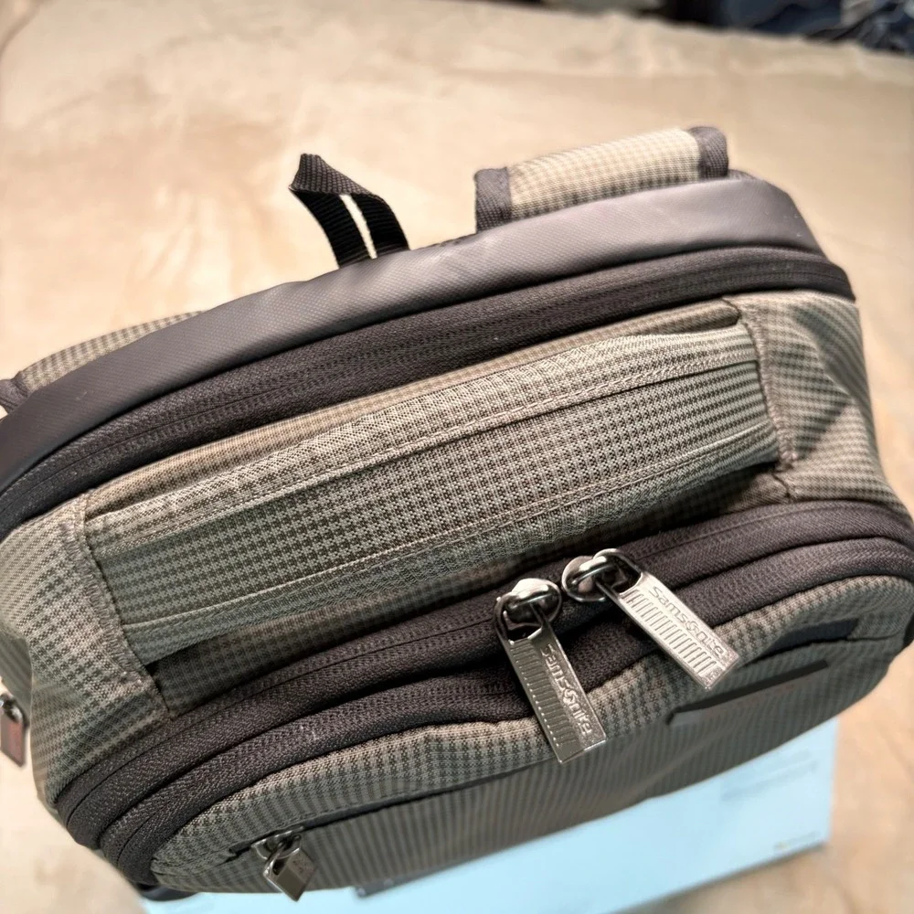 Samsonite Tectonic Crossfire Backpack Black Checkered Utility Bookbag Laptop Bag
